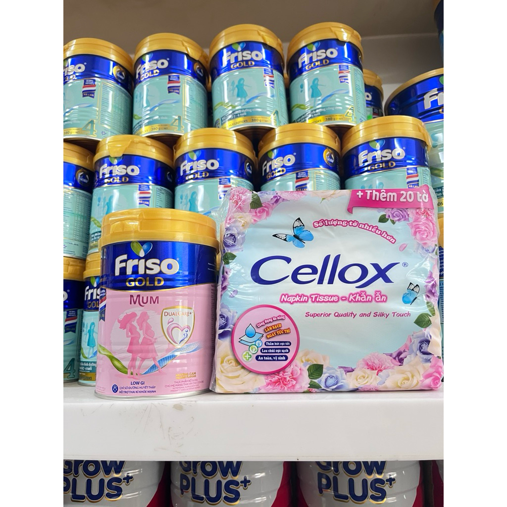 Tặng khăn giấy - Sữa bầu Friso gold Mum hương cam lon 400g date 9.2027