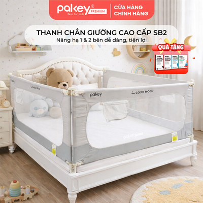 Thanh Chắn Giường PAKEY SB2 Cao 105cm, Bọc Xốp An Toàn, Nâng Hạ 1 Bên Cho Bé - Bảo Hành Trọn Đời