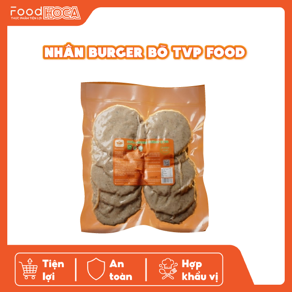 [GIAO HỎA TỐC HCM] Nhân Burger Bò TVP Food - Nhân Burger Bò Đông Lạnh Shop HOCA FOOD