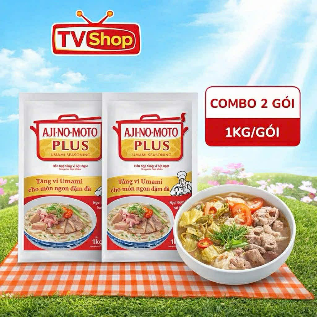 COMBO 2 gói Bột ngọt AJINOMOTO PLUS 1kg