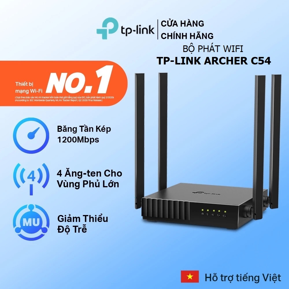 Bộ Phát Wifi TPLink Archer C54/C64/C6 Gigabit Băng Tần Kép Chuẩn AC 1200Mbps