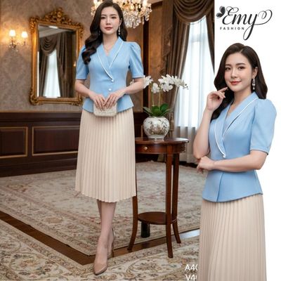 [VÁY- Bán Lẻ] Chân Váy Công Sở Thiết Kế EMY Thời Trang Cao Cấp V4051 Vải Ruby Hàn Kem Thanh Lịch