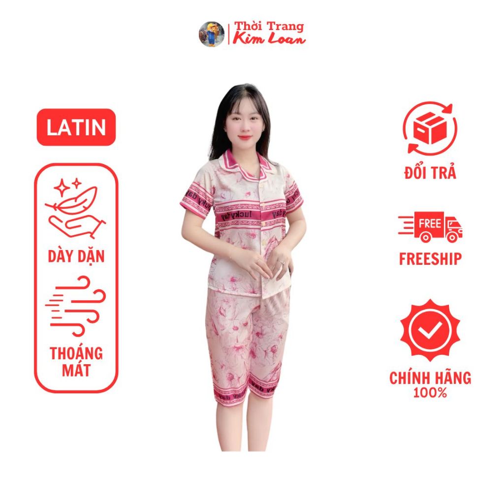 [E77] - Đồ bộ Thiết kế lửng dành cho nữ hoạ tiết màu trắng, chất liệu lụa latin