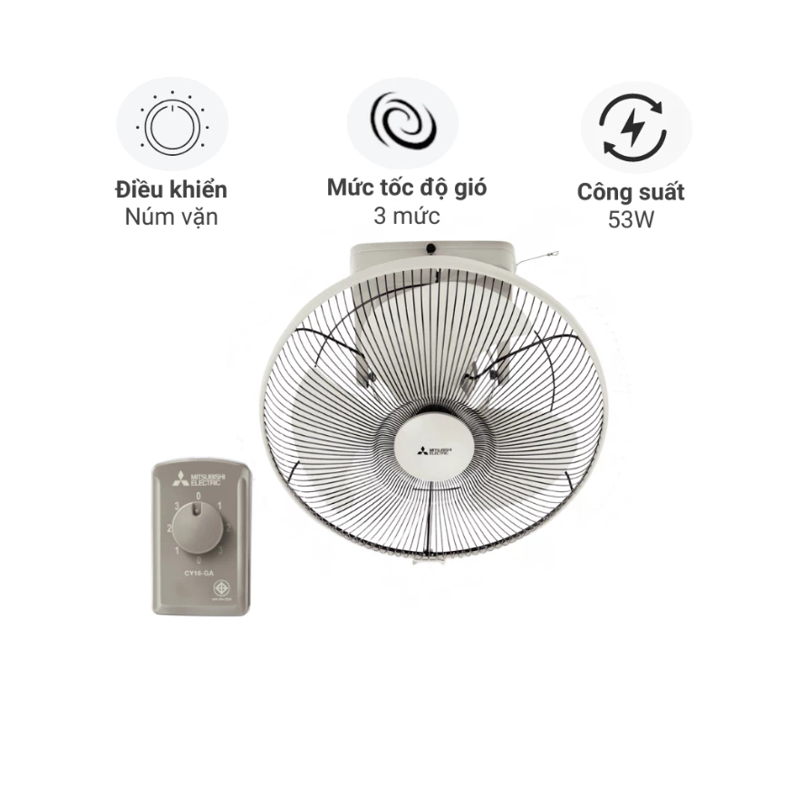 Quạt đảo trần Mitsubishi CY16-GA(Trắng- Xám)