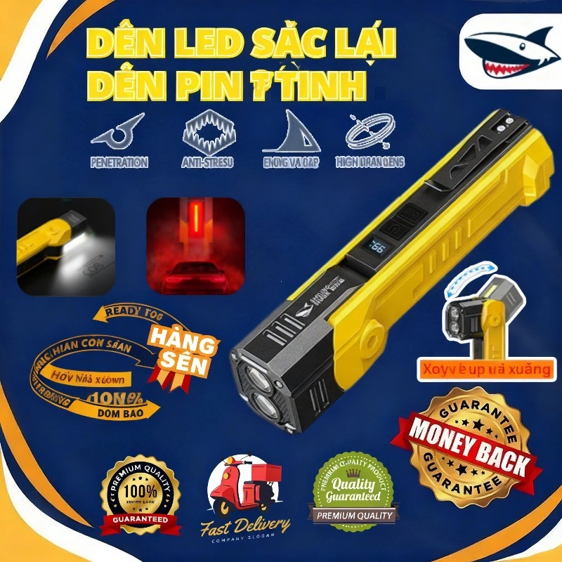 SmilingShark Đèn Pin  GZ5106 LED Từ Tính Siêu Sáng Có Thể Xoay 7 Chế Độ Ánh Sáng Trắng/Đỏ Có Thể Sạc