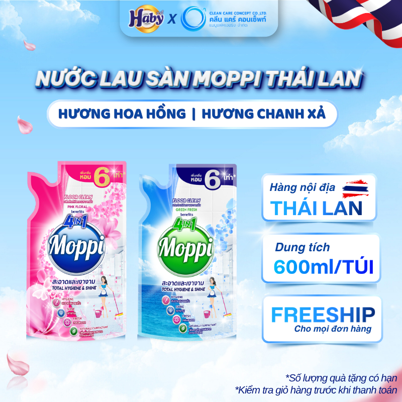 [QUÀ TẶNG KHÔNG BÁN]  Nước Lau Sàn MOPPI BENEFITS 4in1 | Túi 600ml