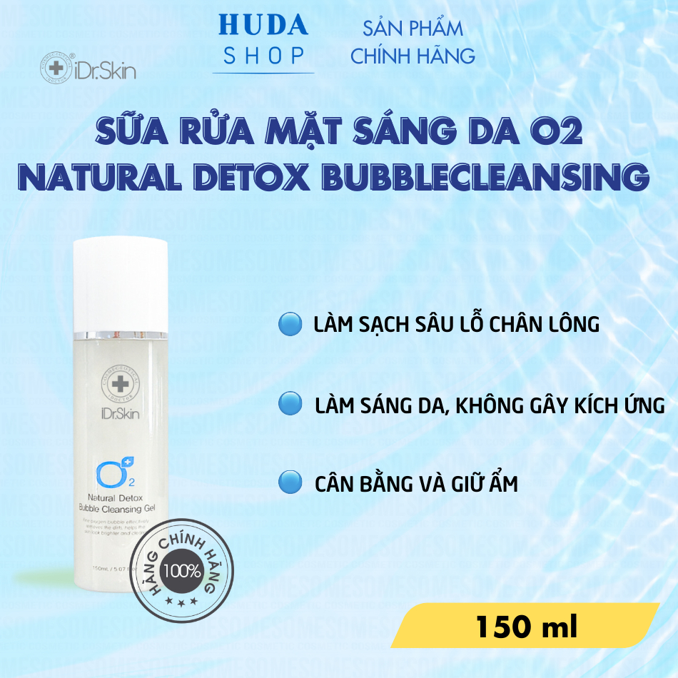 Gel rửa mặt sạch sâu O2 IDr.Skin Natural Detox Bubble Cleansing Gel