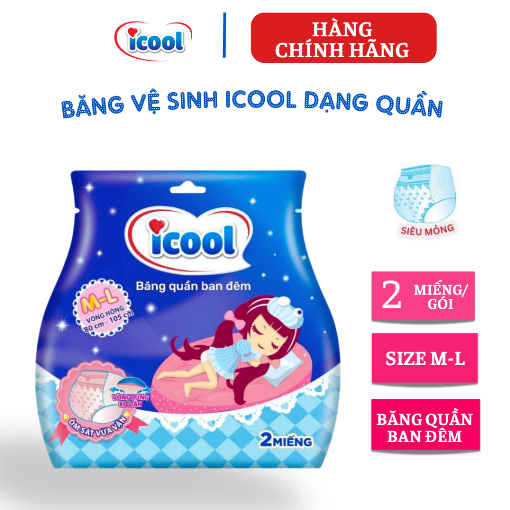 Băng Vệ Sinh ICOOL Dạng Quần 2 Miếng Size M/L