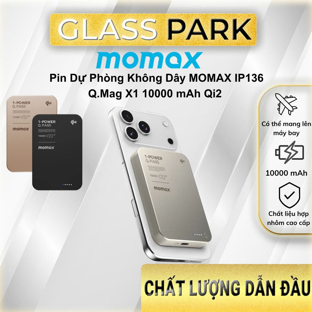 Pin Sạc Dự Phòng Không Dây Từ Tính MOMAX 10000mAh Qi2 Q.Mag X1 IP-136. Nhỏ gọn, tiện lợi