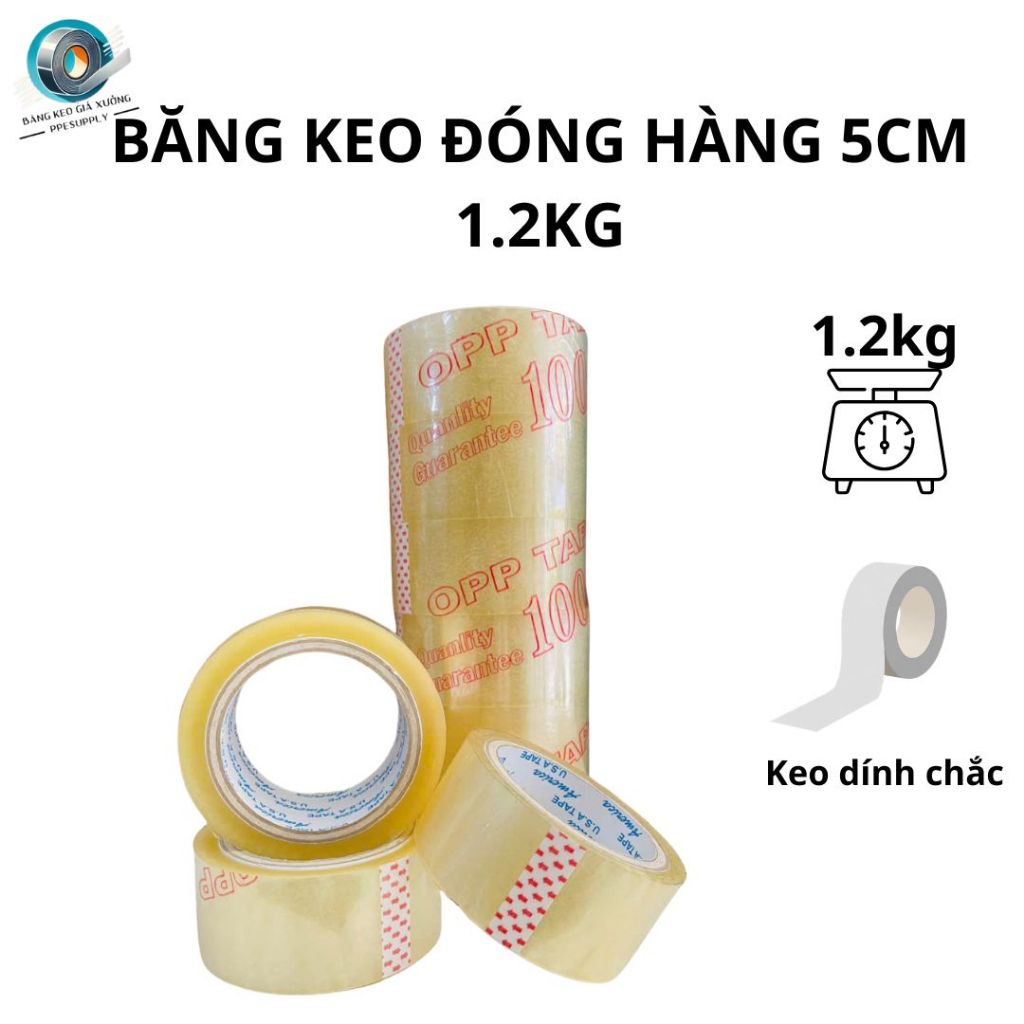 [05.05⭐ ] Băng Keo Đóng Hàng Trong OPP 5cm 1.2kg - 6 Cuộn -Dính Lì,Không Đứt Keo,Giao Nhanh Giá Tốt