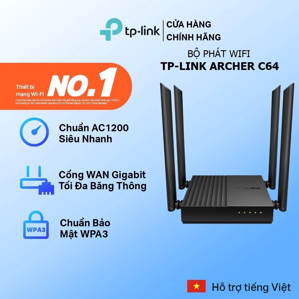 Bộ Phát Wifi TPLink Archer C64/C54/C6/c24 Băng Tần Kép Chuẩn AC1200 - Bảo Hành Chính Hãng 24 Tháng