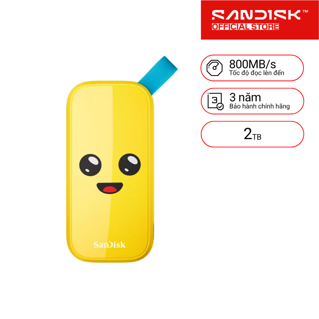 Ổ cứng di động SSD Sandisk Fortnite® Portable Peely™ Edition ‎SDSSDE30-G25F 1TB / 2TB E30 800MB/s