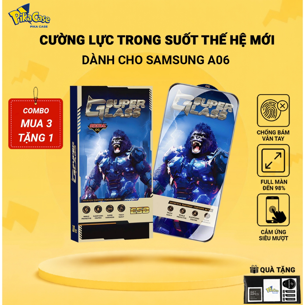 Cường lực Samsung A06 4G,5G Cowcase PREMIUM full màn | Miếng kính dán bảo vệ màn hình cho ss galaxy 