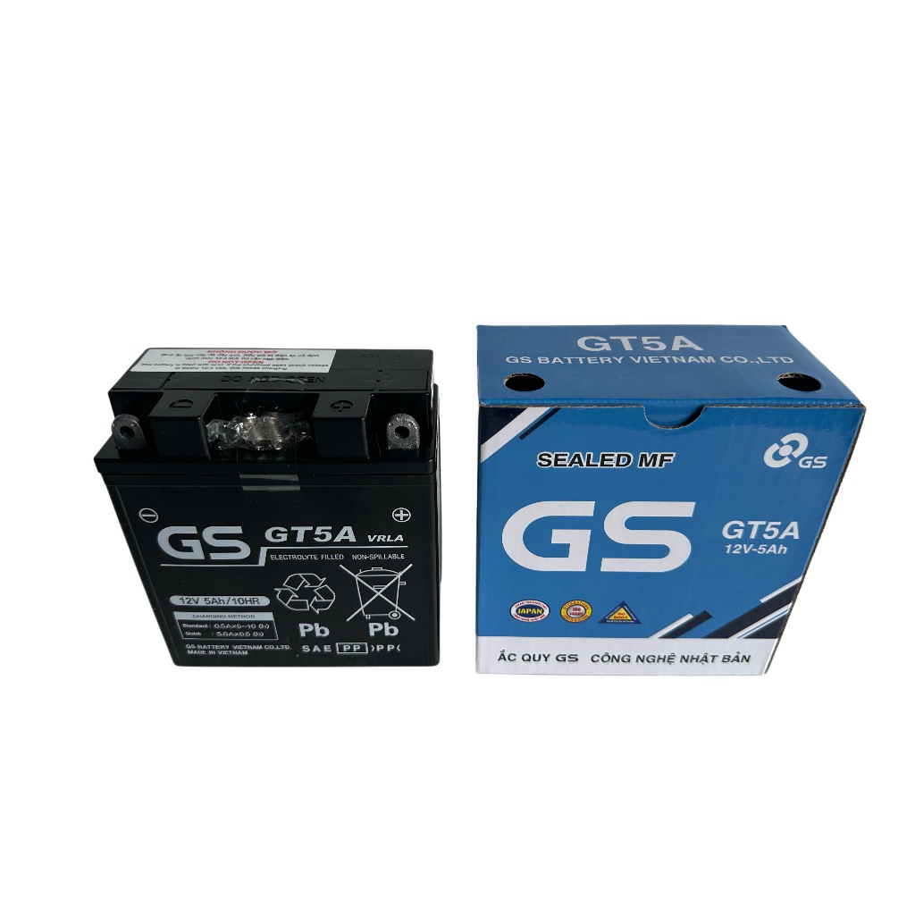 BÌNH ẮC QUY GS GT5A 12v 5AH dùng cho xe HONDA, SUZUKI, YAMAHA, SYM