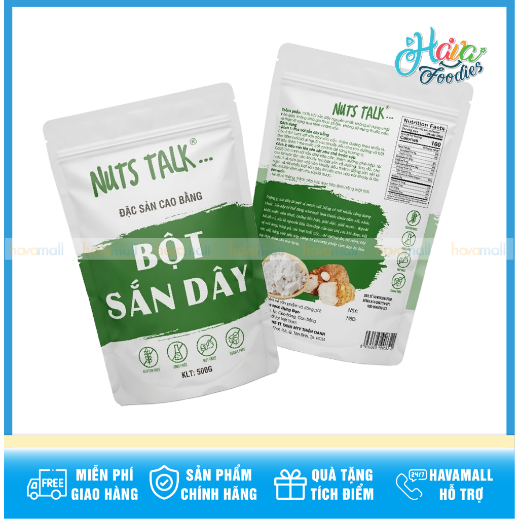 Bột Sắn Dây Tinh Khiết Cao Bằng Nuts Talk 500g (1 Gói)– Premium Kudzu Starch Powder Nuts Talk
