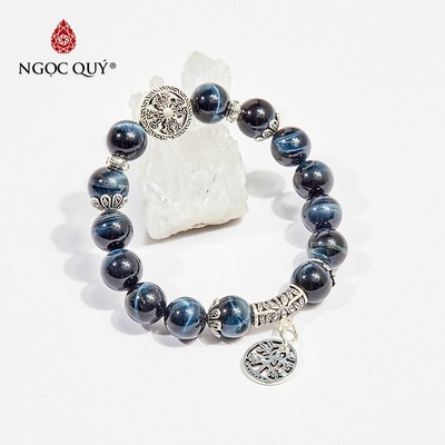 Vòng tay đá Thạch anh mắt hổ tự nhiên phối charm - Mẫu VC0237 - Ngọc Quý