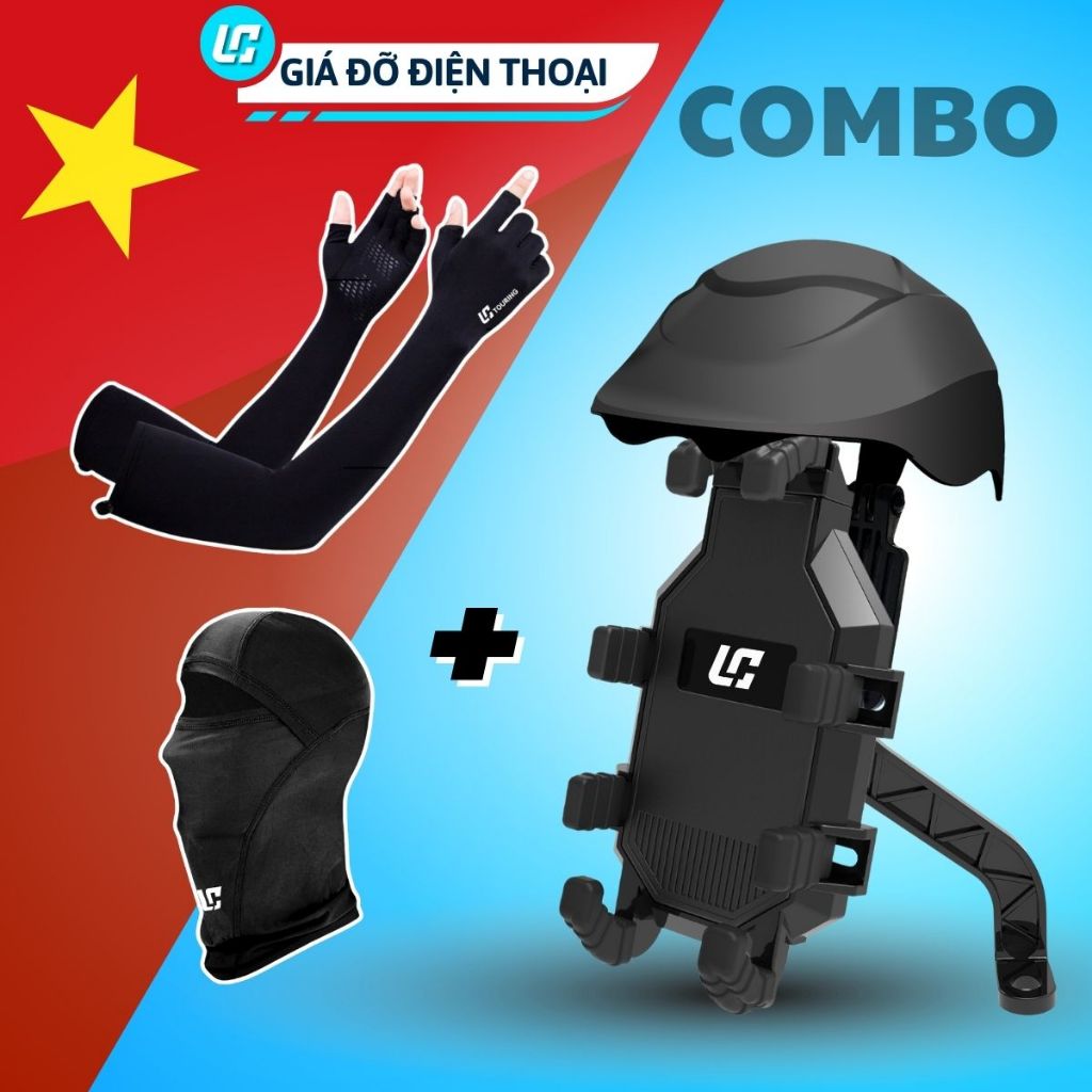 COMBO giá đỡ điện thoại LC + Ống tay, bao tay khăn trùm chống nắng chất liệu Thun co dãn thoáng khí 
