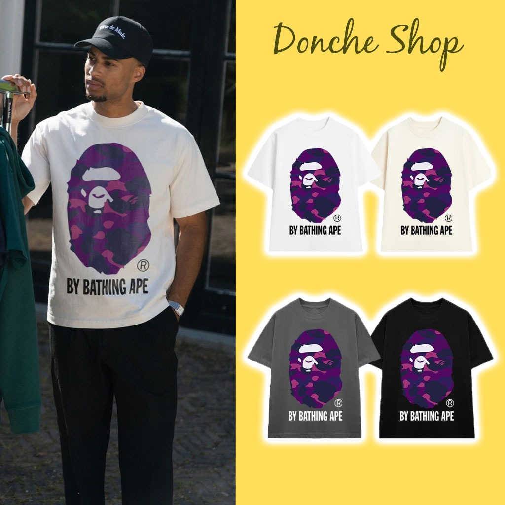 Áo Thun A Bathing Ape Purple Camo Nam Nữ Vải Cotton Cao Cấp Form Rộng Áo Phông Unisex 584813