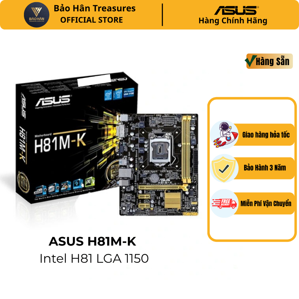 Mainboard ASUS H81M-K LGA 1150 2xDDR3 1600 Max 16GB Micro-ATX- Hàng Chính Hãng