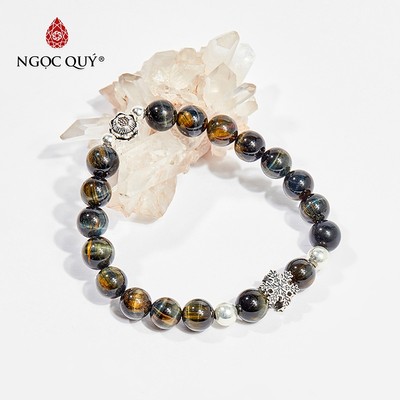 Vòng tay đá Thạch anh mắt hổ tự nhiên phối charm - Mẫu VC0235 - Ngọc Quý