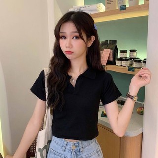 Áo Croptop Polo Nữ Trơn Cổ Bẻ Tay Ngắn Form Ôm Tôn Dáng Phong Cách Hàn Quốc Hot Trend 2026