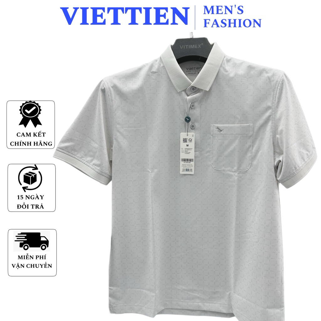 Áo bun nam VIETTIEN màu xám form regualar, áo polo nam VIETTIEN chính hãng