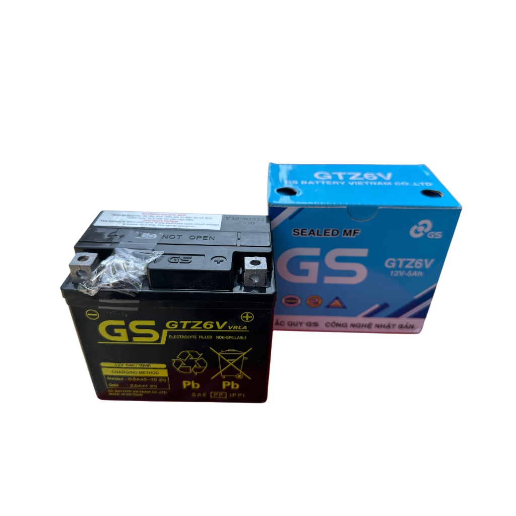 BÌNH ẮC QUY GS GTZ6V 12V 6AH dùng cho xe HONDA, YAMAHA, SUZUKI, SYM