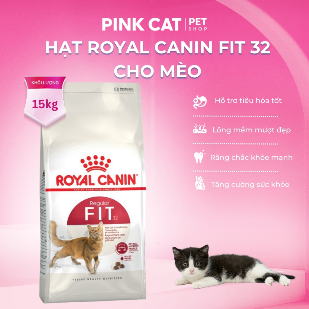 [15kg] Royal Canin Fit32 Thức Ăn Cho Mèo Trưởng Thành Giúp Duy Trì Cân Nặng Lý Tưởng Và Sức Khỏe Tốt