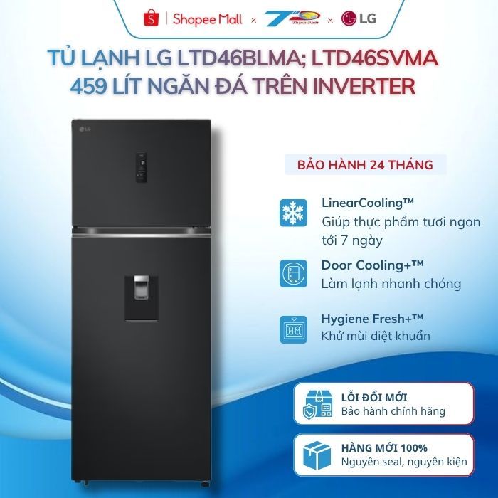 Tủ lạnh LG LTD46BLMA; LTD46SVMA 459 lít ngăn đá trên Inverter màu đen,bạc|BH chính hãng 100% 2 năm