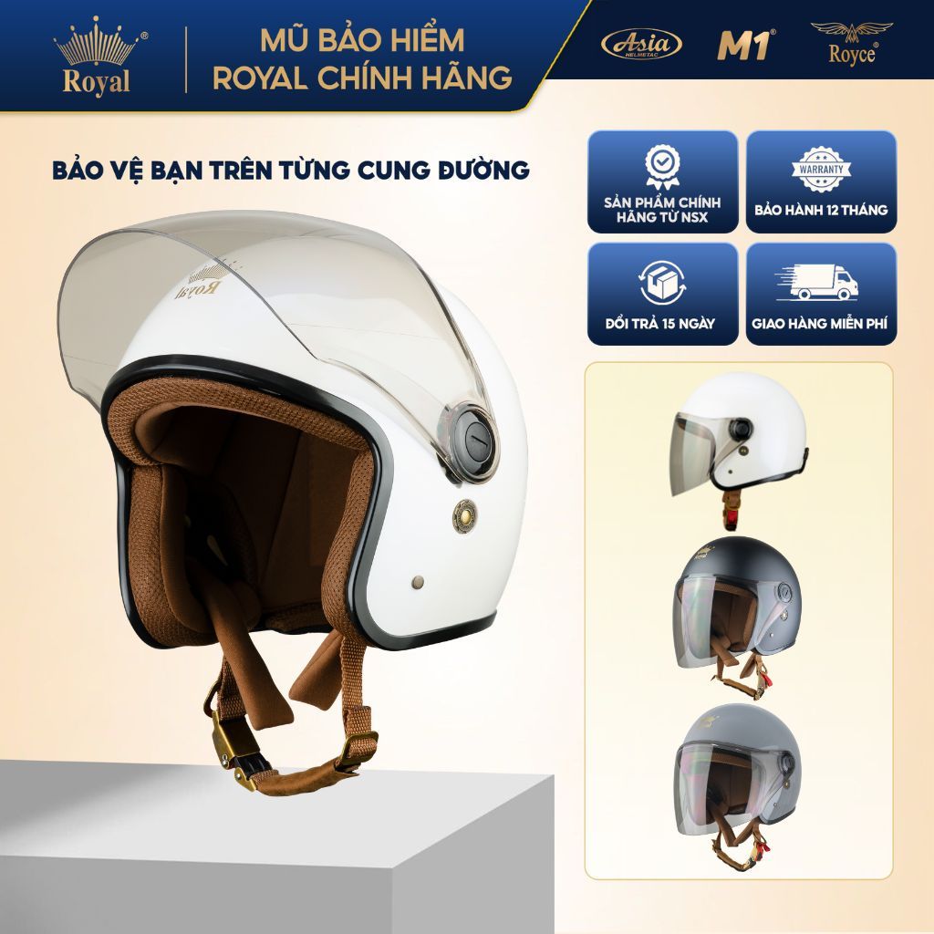 Mũ Bảo Hiểm 3/4 Royal M20K Kính Dài Cao Cấp – Nhựa ABS Nguyên Sinh, Kính Chống UV, Đạt Chuẩn QCVN