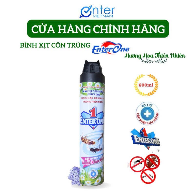 Bình Xịt Côn Trùng EnterOne Hương Hoa Thiên Nhiên 600Ml Xịt Gián Kiến Muỗi Hiệu Quả