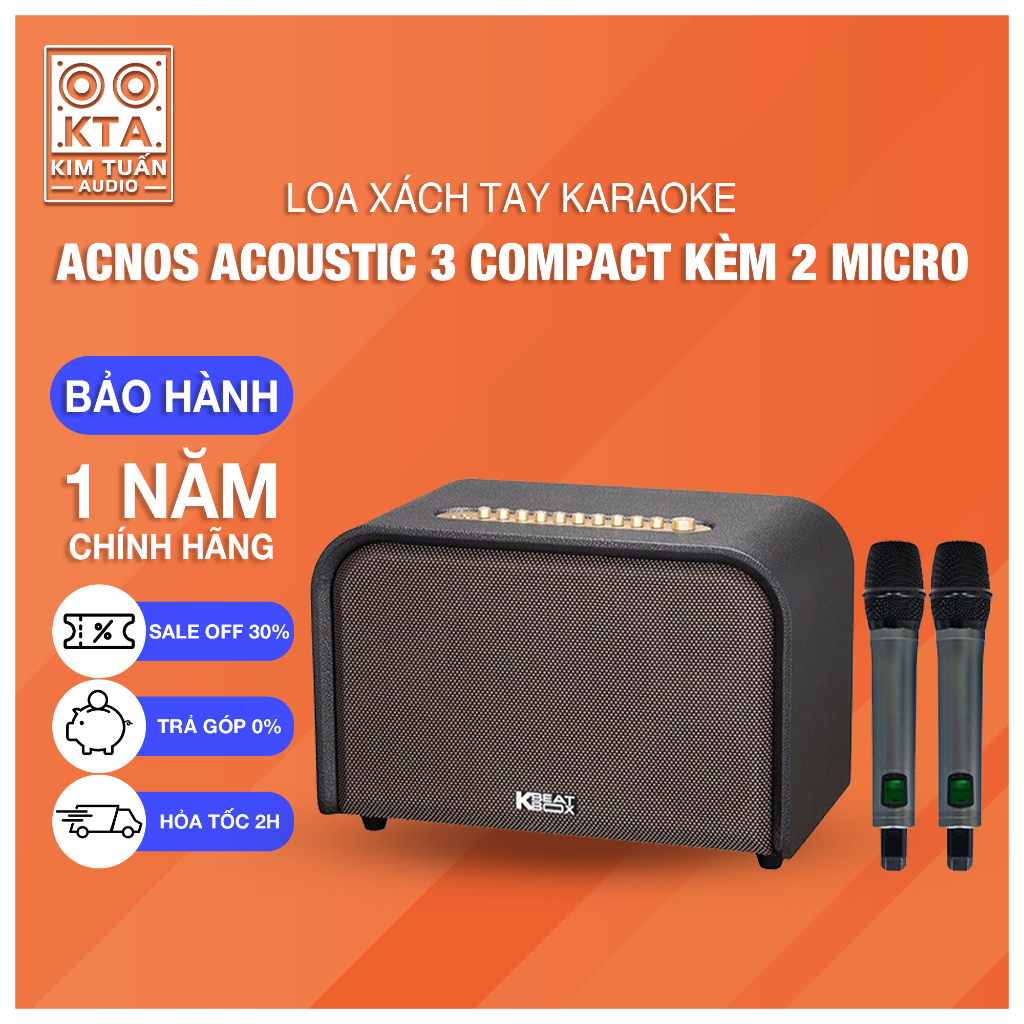 Loa Karaoke Acnos ACOUSTIC 3 V26 và ACOUSTIC 3 Compact 220W (RMS) Kèm 2 Micro Hàng Chính Hãng Bảo Hà