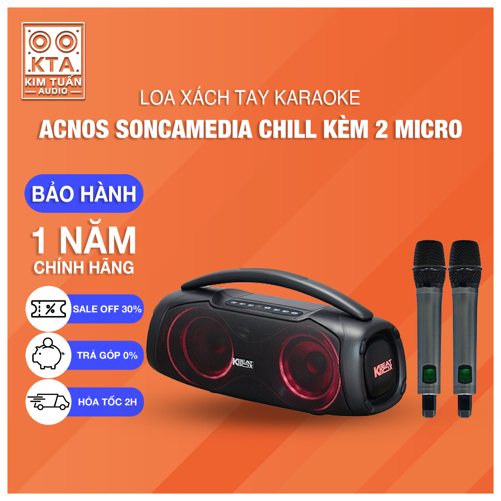 Loa Xách Tay Karaoke Party ACNOS SONCAMEDIA CHILL Kèm 2 Micro Hàng Chính Hãng Bảo Hành 12 Tháng