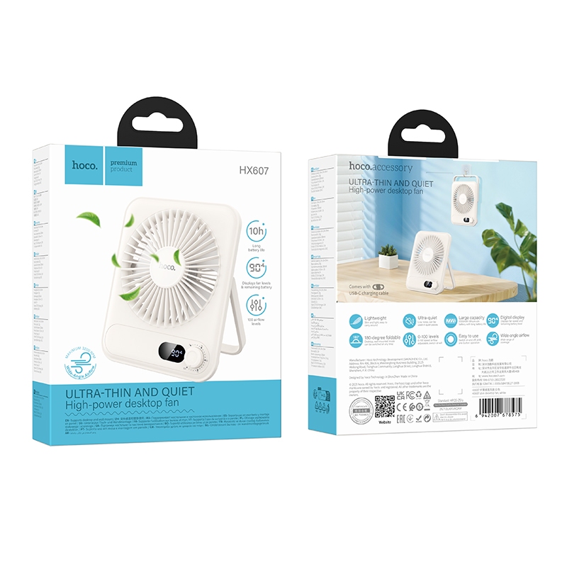 (Bảo Hành 12 Tháng) Quạt Tích Điện Để Bàn HOCO HX607 Chân Đỡ, Quạt Gió Mạnh Pin Giữ 10 Tiếng Cầm Tay | BigBuy360 - bigbuy360.vn