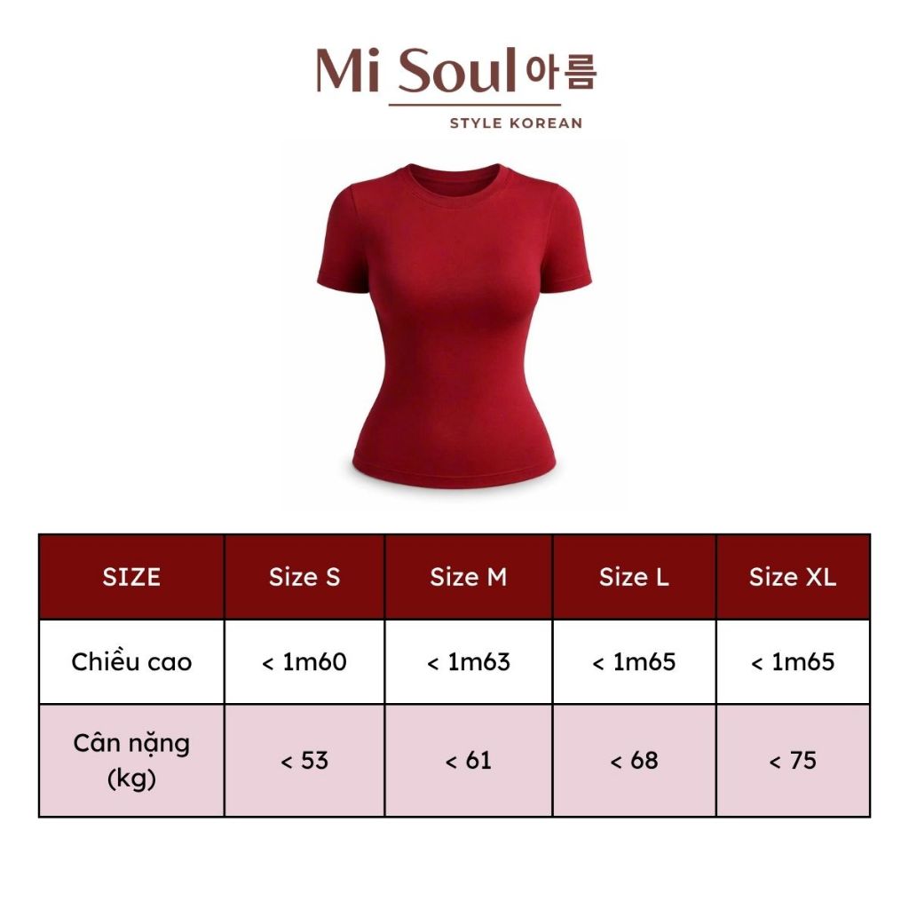 Áo Thun Nữ Cotton Mịn Mát Không Pha NiLon, Áo Phông Cổ Tròn Ôm Body Basic Co Giãn Bigsize Misoul 402 | BigBuy360 - bigbuy360.vn