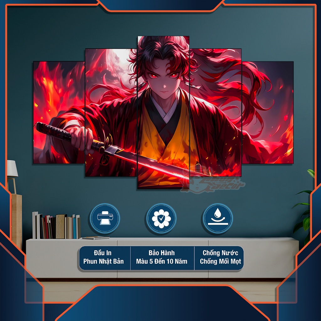 Tranh Tráng Gương THANH GƯƠM DIỆT QUỶ Chất Liệu Mika Gương Bồi Formex 5mm Dán Tường Có Keo Dán Sẵn 2