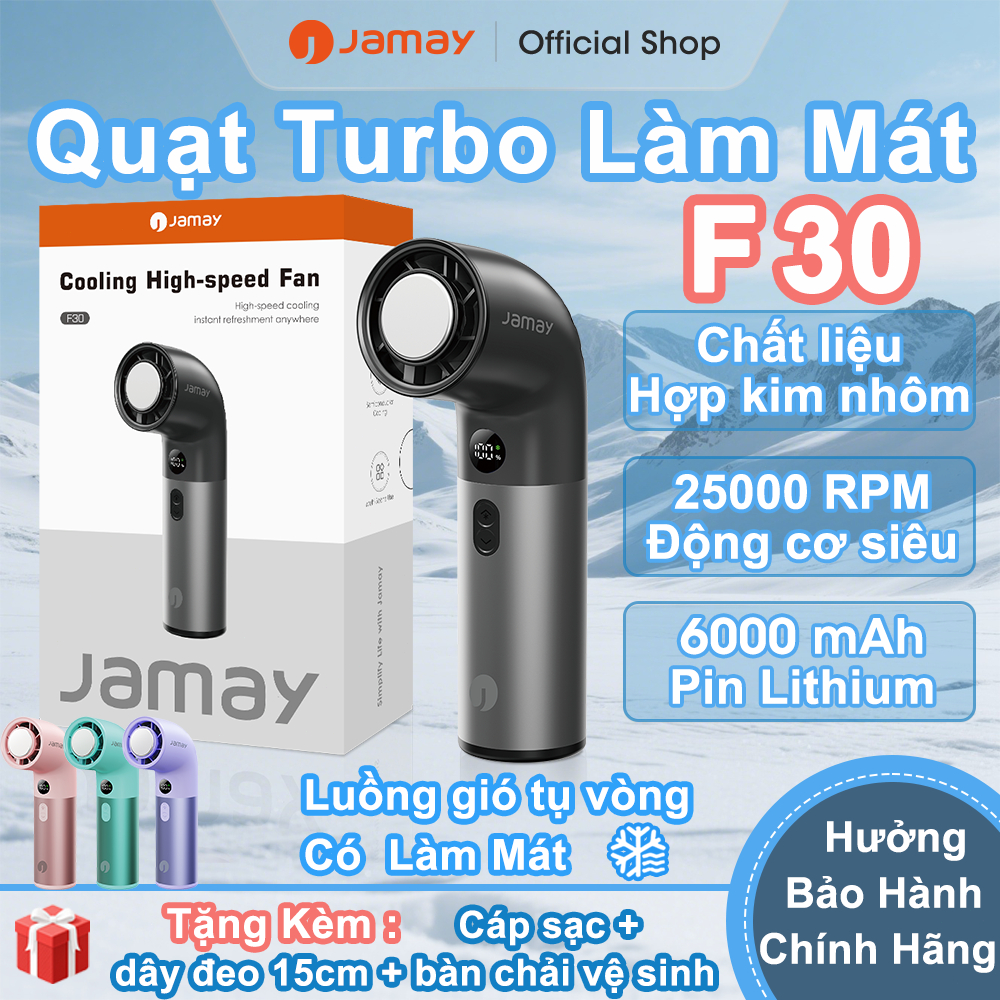 JAMAY cầm tay hợp kim nhôm Quạt Làm lạnh  Dùng lâu  Gió mạnh25000RPM  Quạt ống cong Handheld fan F30