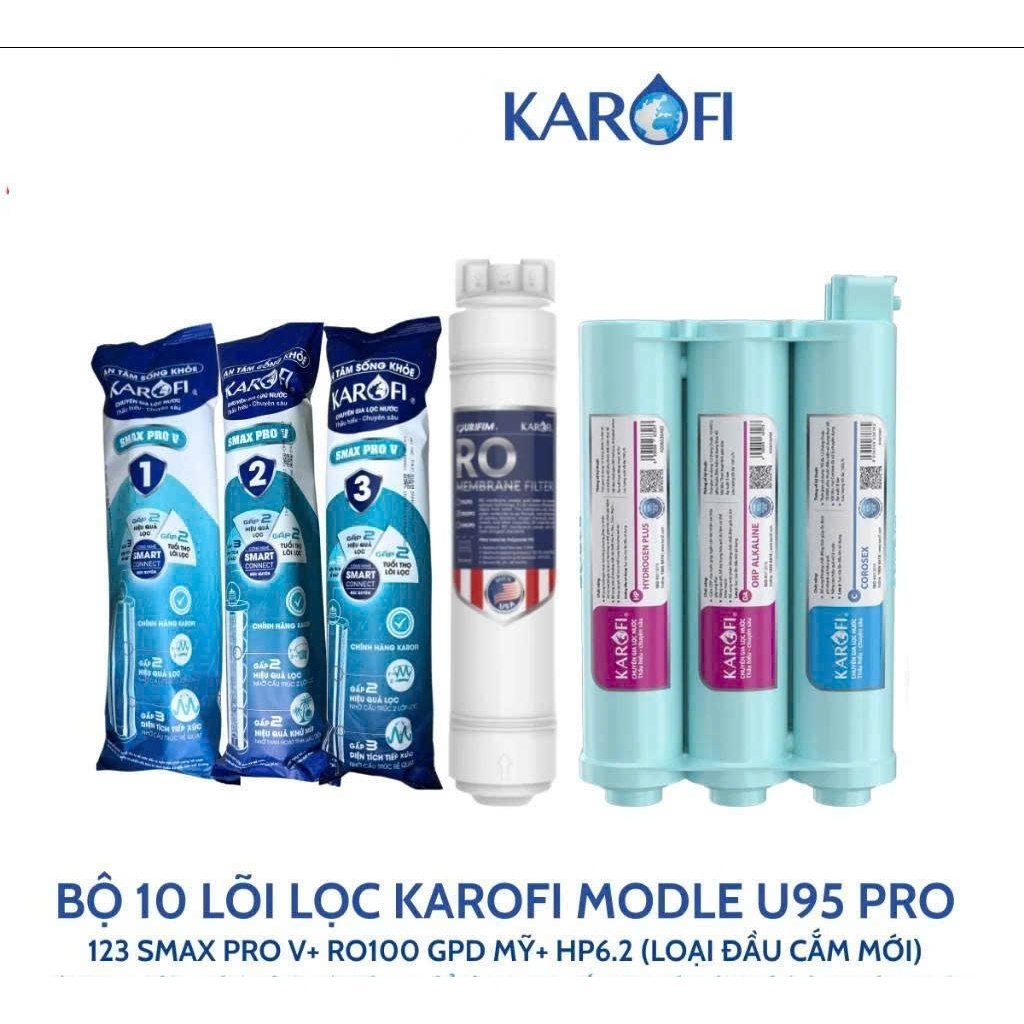 Bộ 10 Lõi lọc Karofi - Dùng thay cho máy model :KAQ-U98 Pro,KAQ-U95 Pro