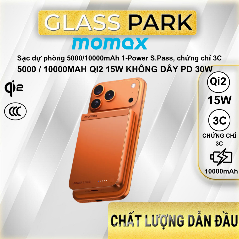 Pin Dự Phòng Không Dây Từ Tính MOMAX 5000/10000mAh Qi2, iP12-17 Series - IP161 IP162