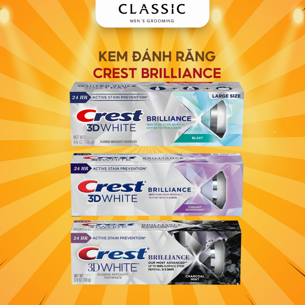 Kem Đánh Răng Crest 3D White Brilliance 130g