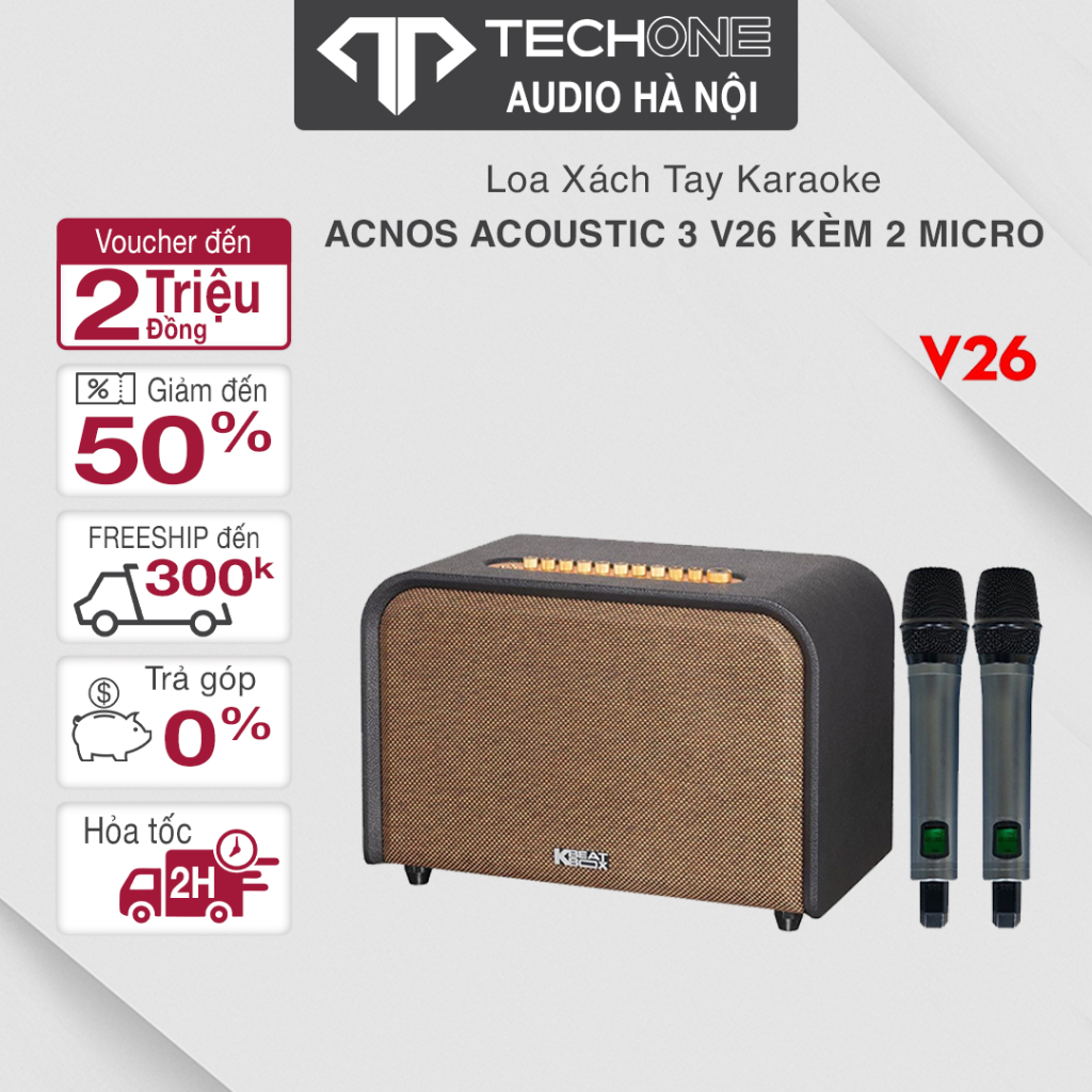 Loa Karaoke Xách Tay Acnos Acoustic 3 V26 (RMS 220 Bảo Hành Chính Hãng 12 Tháng