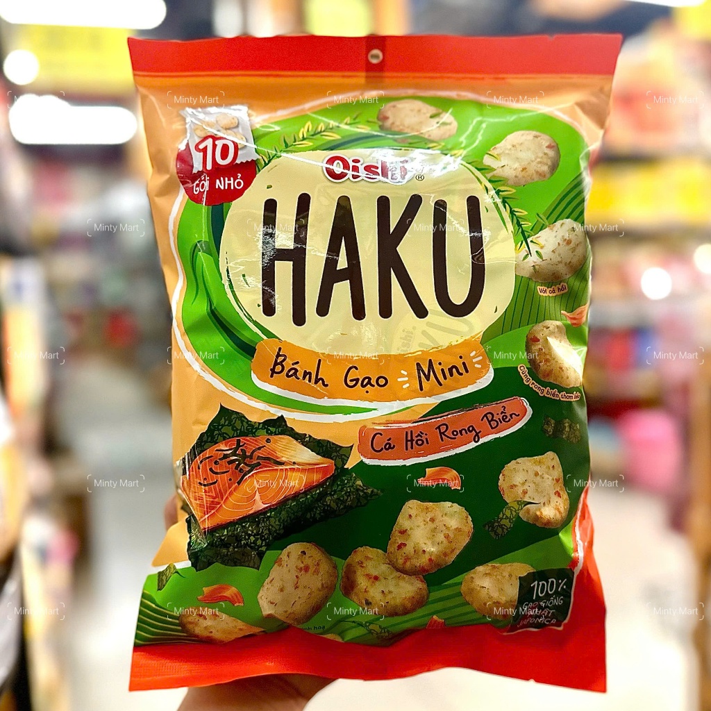 BÁNH GẠO MINI CÁ HỒI RONG BIỂN HAKU OISHI 150G