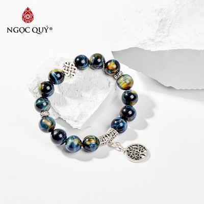 Vòng tay đá Thạch anh mắt hổ tự nhiên phối charm - Mẫu VC0240 - Ngọc Quý