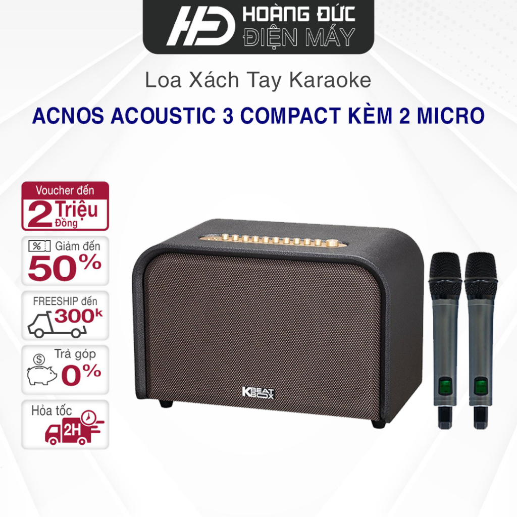 Loa karaoke Acnos ACOUSTIC 3 Compact 220W (RMS) Và Acnos ACOUSTIC 3 V26 Kèm 2 Micro Chống Hú Cao Cấp