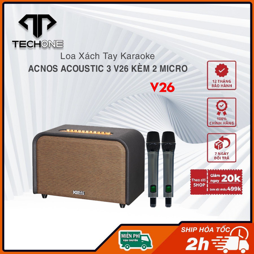 Loa Karaoke Acnos ACOUSTIC 3 V26 220W (RMS) và Acnos ACOUSTIC 3 Compact Kèm 2 Micro Bảo Hành Chính H