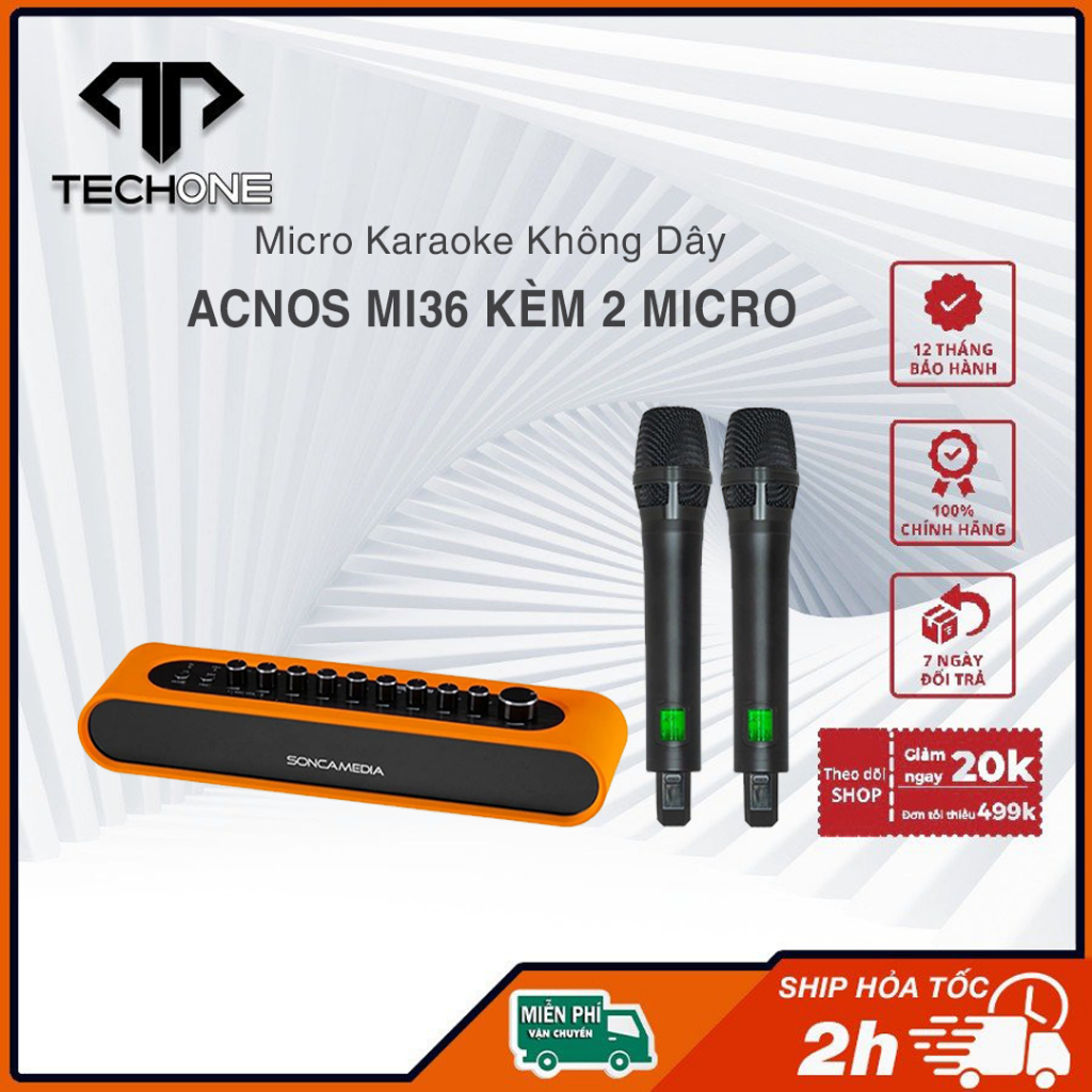 Bộ Micro ACNOS Mi36 Vang Số Chỉnh Cơ Tích Hợp Blueooth Kèm 2 Micro Hàng Chính Hãng và HW-B400F (2025