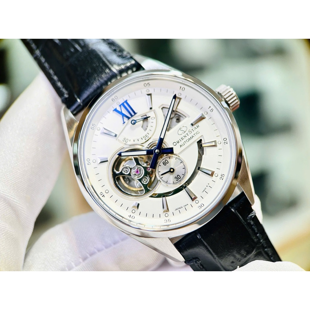 Đồng Hồ Nam Orient Star Joker RK-AV0007S Automatic Size 41 White Sapphire Trắng Kim Xanh