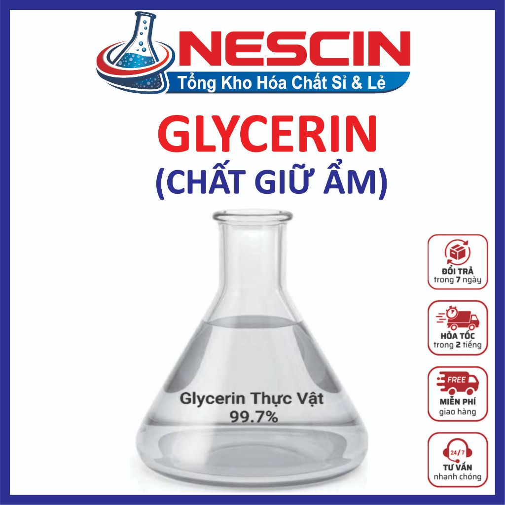Glycerin / Glycerol Thực Vật Nguyên Chất 99,7%(VG) - Chất Dưỡng Ẩm - Phụ Gia - Nguyên Liệu Mỹ Phẩm