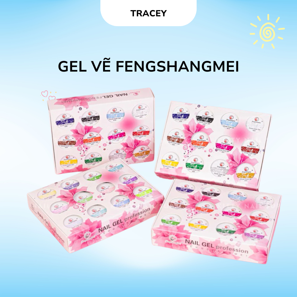 Gel vẽ nail Fengshengmei 12 màu, Gel vẽ cao cấp loại siêu đặc, chuẩn màu - Tracey nails