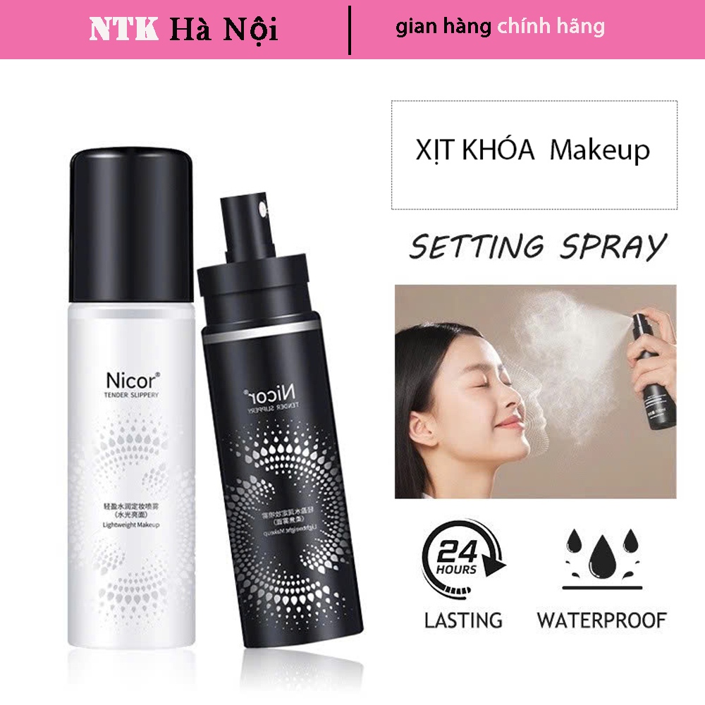 Xịt khoá makeup cố định lớp trang điểm kiểm soát dầu Xịt khoá trang điểm Nicor 100ml